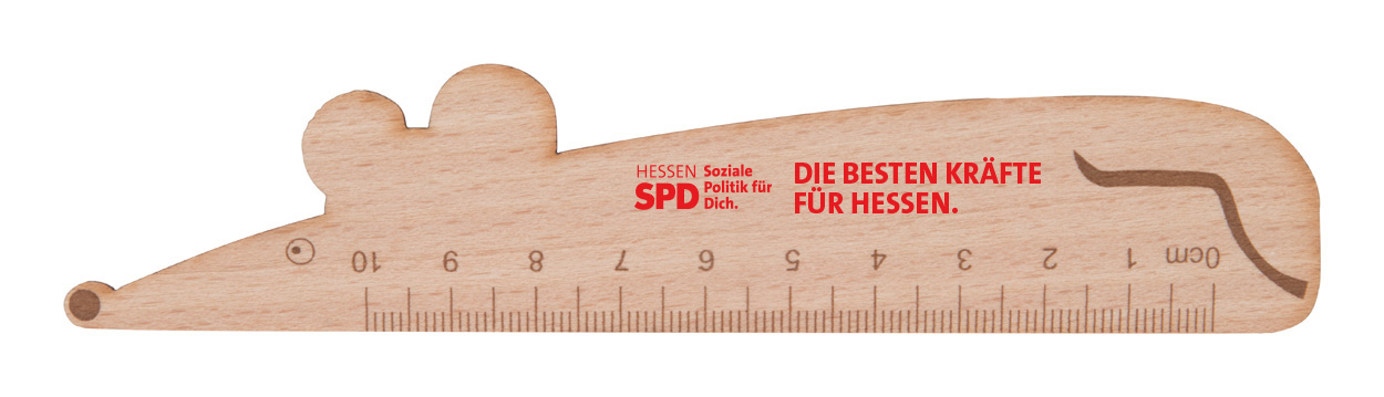 Lineal Maus aus Holz mit OV-Logo