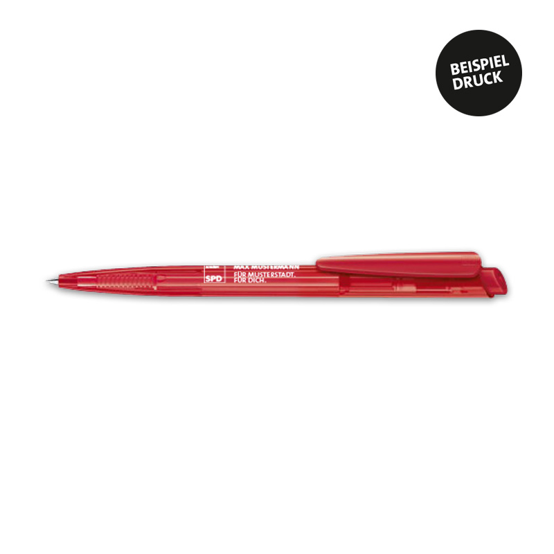 kugelschreiber_dart_clear_rot_mustermann Kugelschreiber Dart Clear